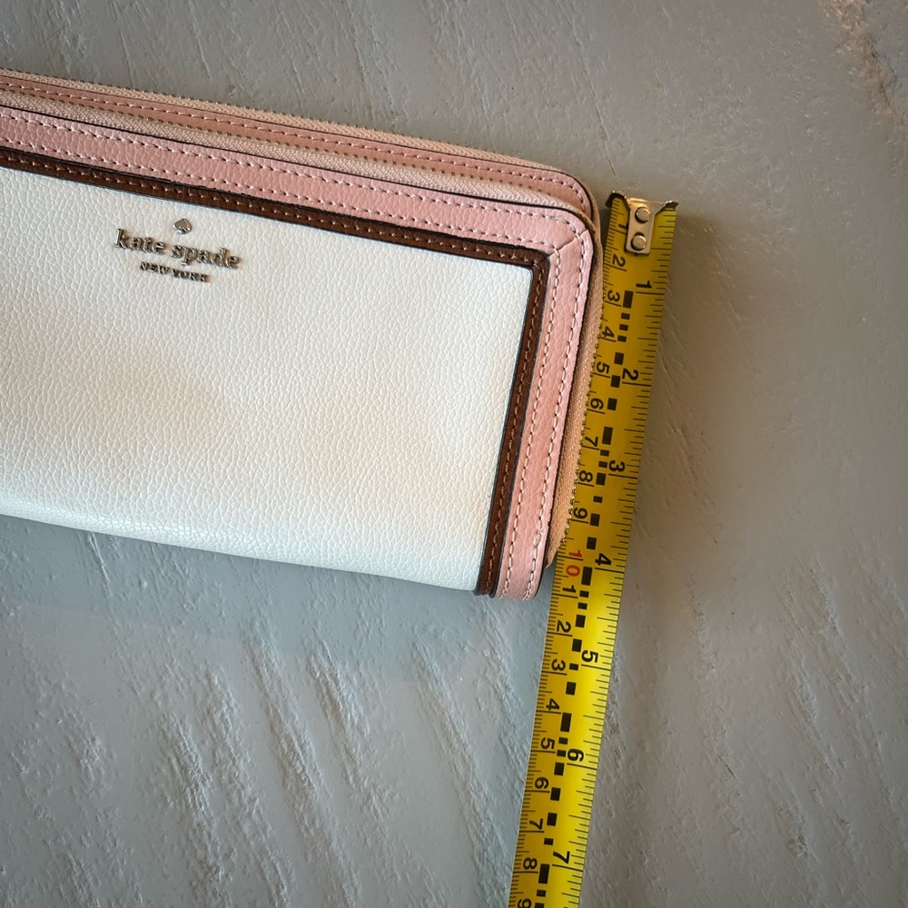 Kate Spade Anita Patterson Drive Double Zip Wristlet Wallet Pink White - Picture 6 of 12